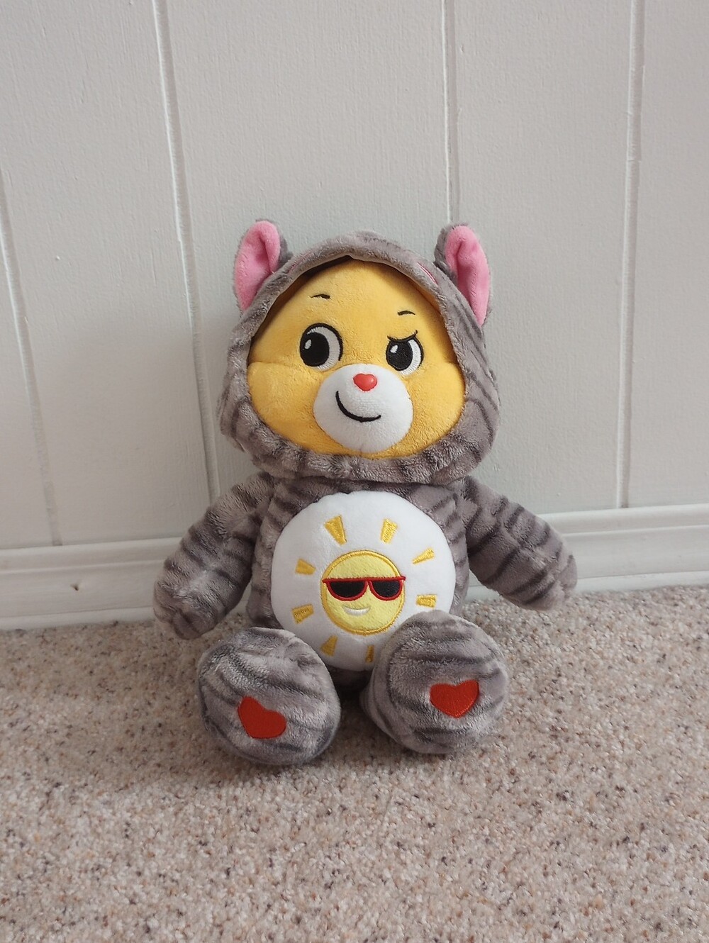 Care Bears Funshine Gray Striped Kitty Cat Hoodie Plush